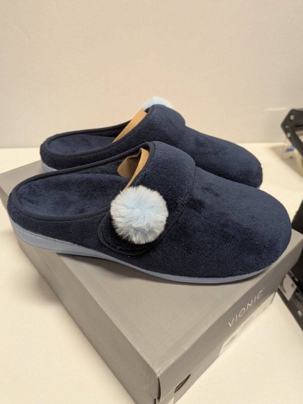 Vionic Size 9 Slippers Emily Terry Slides Adjustable Women's navy